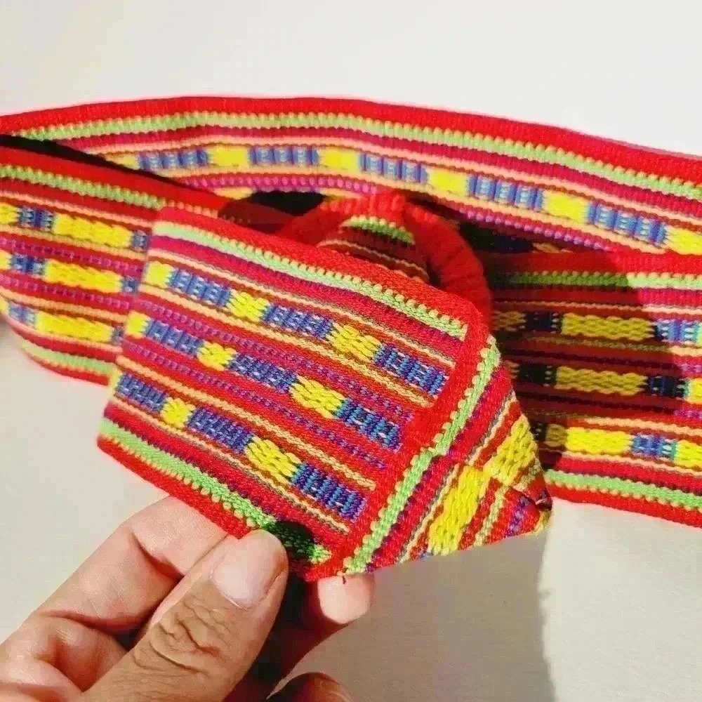 Vintage Rainbow Blue Yellow Red Woven Belt Hand Crafted 34 1/2" Long - Picture 4 of 10